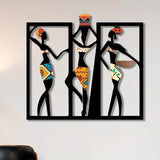 Zimonto - 1pc African Woman Silhouette Iron Wall Art, Ethnic Home Decor, Housewarming Gift, Metal Wall Hanging Sculpture