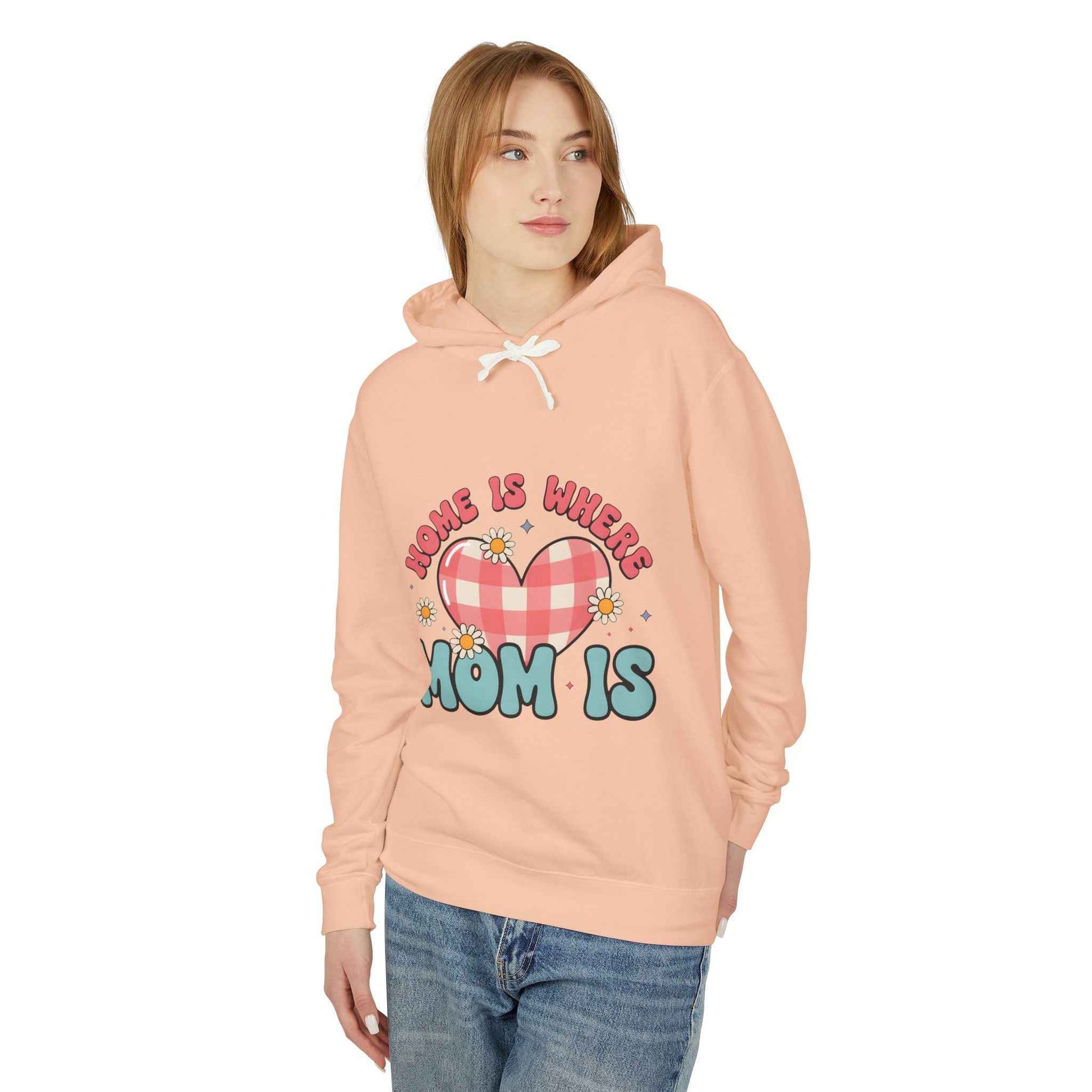 Home Is Where Mom Is Hoodie — Plaid Heart Mother's Day Sweatshirt