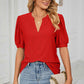 Eyelet Notched Short Sleeve T-Shirt