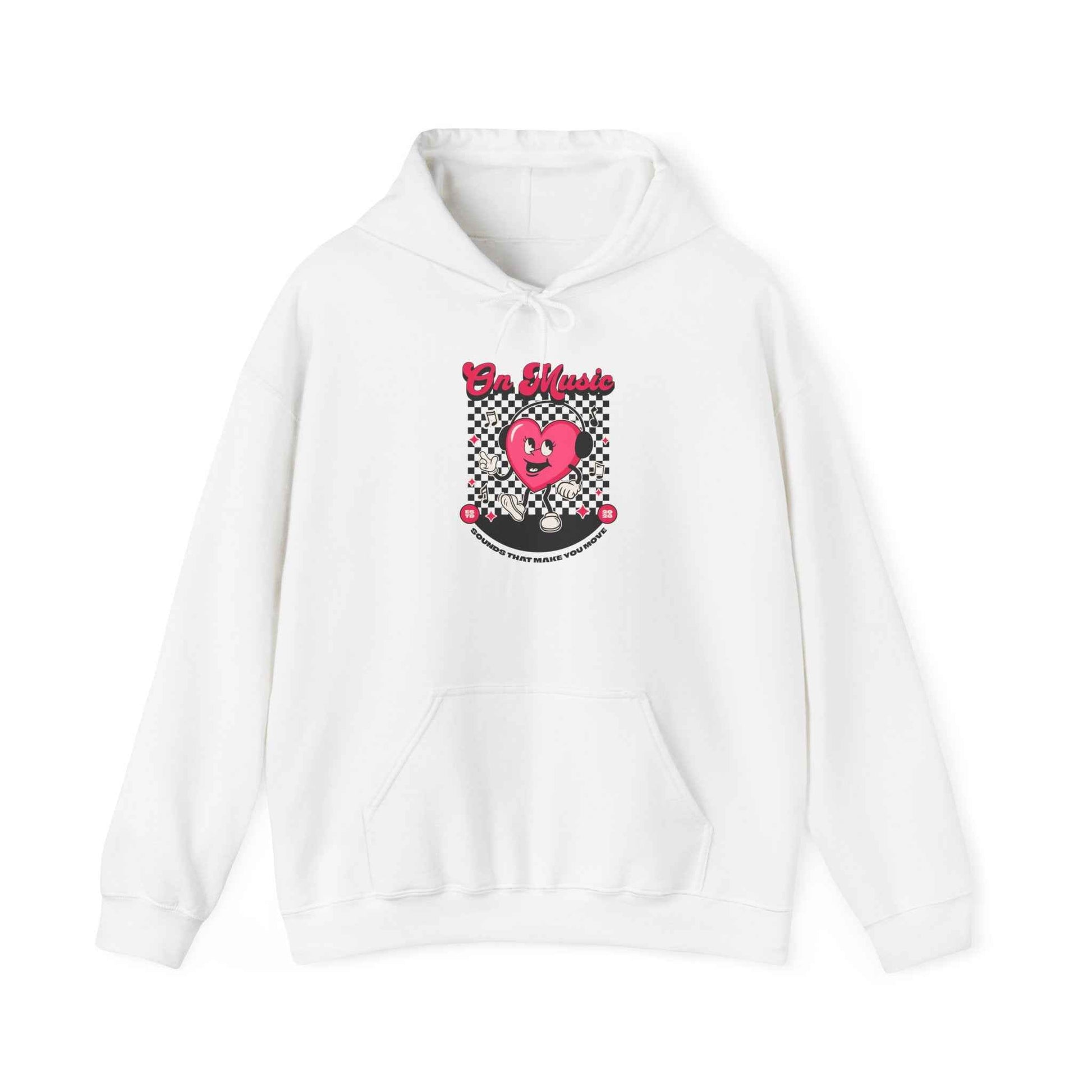 Be Moved Retro Heart Checkerboard Graphic Hoodie