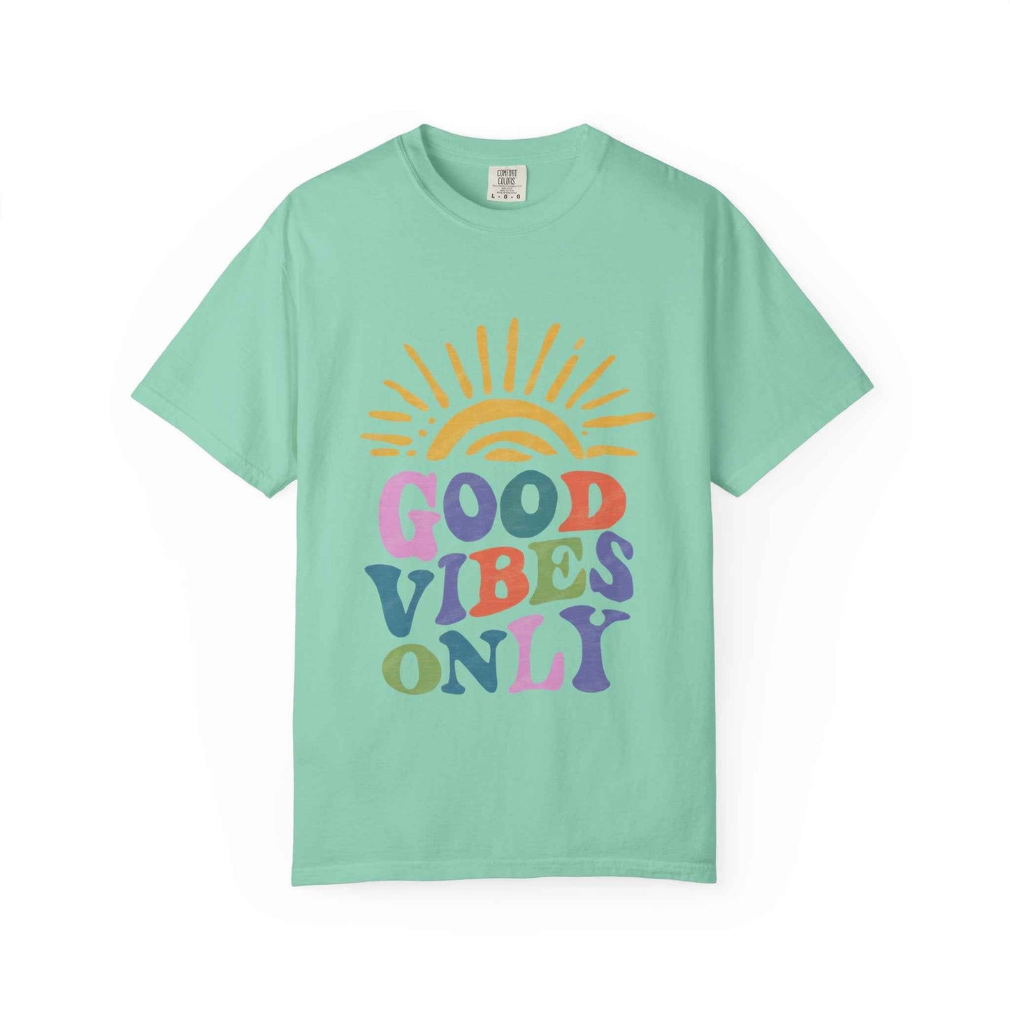 Good Vibes Only T-Shirt - Retro Rainbow Sun Graphic Tee