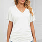 Ruched V-Neck Short Sleeve T-Shirt