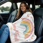 Personalized Rainbow Hearts Flannel Blanket Soft Warm Durable