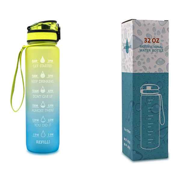 1L Motivational Tritan Water Bottle With Time Markers & Leakproof Design For Fitness & Sports