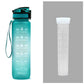 1L Motivational Tritan Water Bottle With Time Markers & Leakproof Design For Fitness & Sports