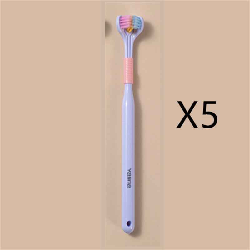 Three-sided Macaron Soft Bristle Toothbrush Care Safety Toothbrush Teeth Deep Cleaning Portable Travel