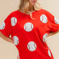BiBi Sequin Baseball Drop Shoulder Short Sleeve T-Shirt