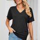 Ruched V-Neck Short Sleeve T-Shirt