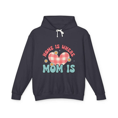 Home Is Where Mom Is Hoodie — Plaid Heart Mother's Day Sweatshirt
