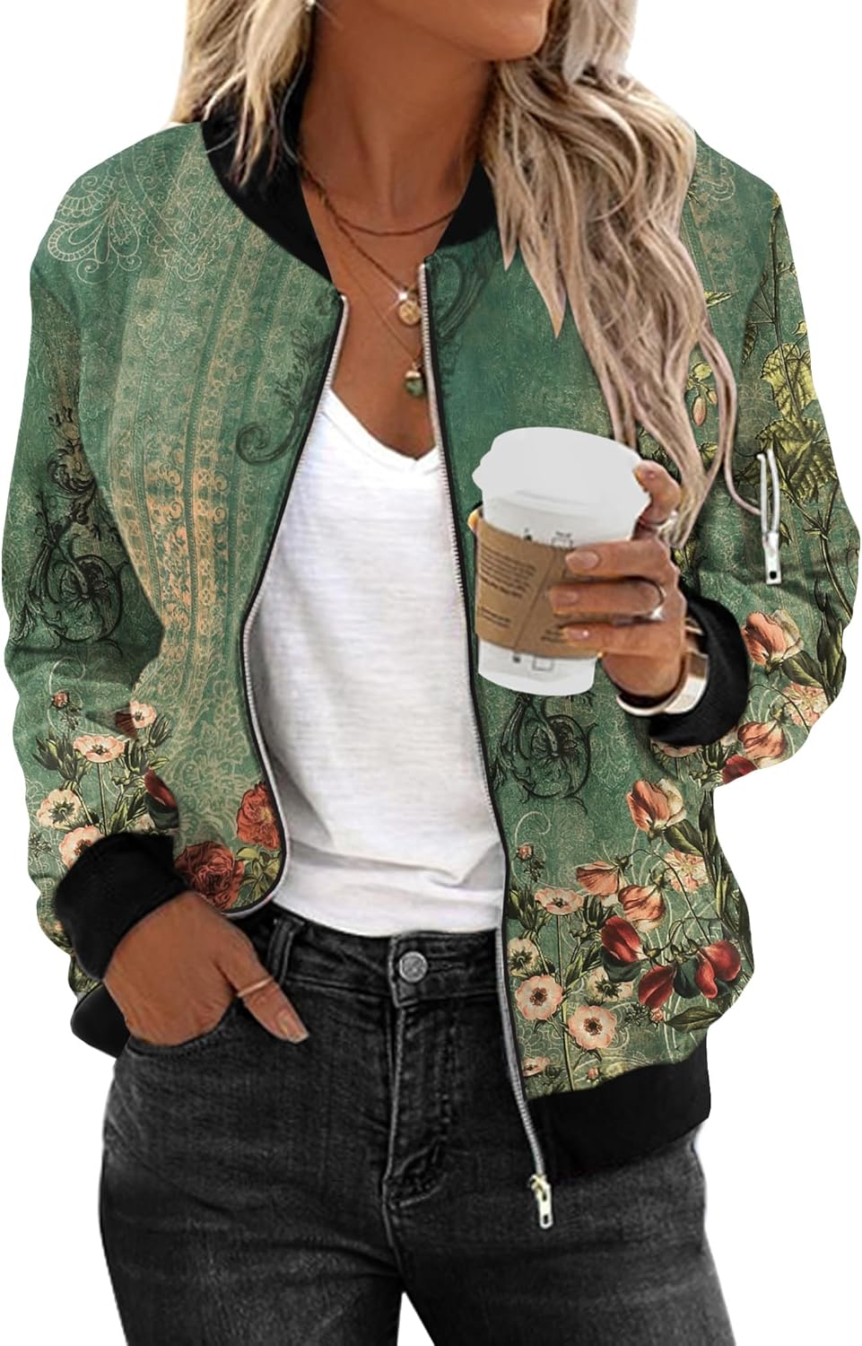Zimonto - Zeagoo Women's Bomber Jacket Casual Coat Zip Up Outerwear Windbreaker with Pockets S-XXL Import Single ASIN Import Multiple ASIN ×Product customization General Description Gallery Reviews Variations Additional details Product Ta Casual Jackets