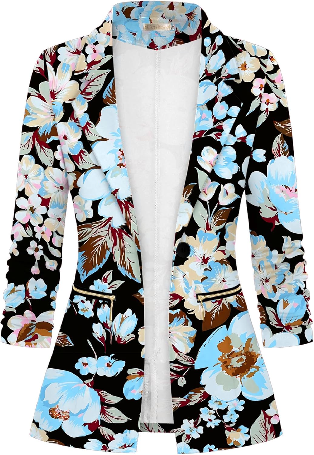 Zimonto - Genhoo Women's Long Sleeve Blazer Open Front Cardigan Jacket Work Office Blazer with Zipper Pockets S-3XL Import Single ASIN Import Multiple ASIN ×Product customization General Description Gallery Reviews Variations Additional d Blazers