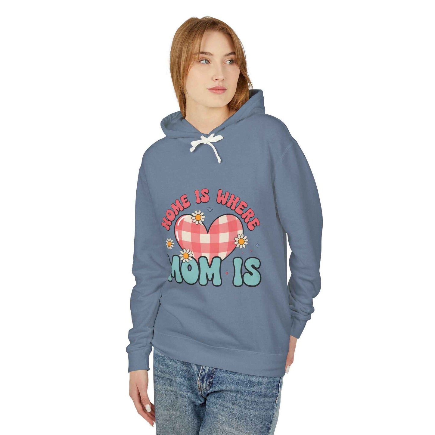Home Is Where Mom Is Hoodie — Plaid Heart Mother's Day Sweatshirt