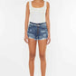 Kancan Distressed Button Fly Denim Shorts