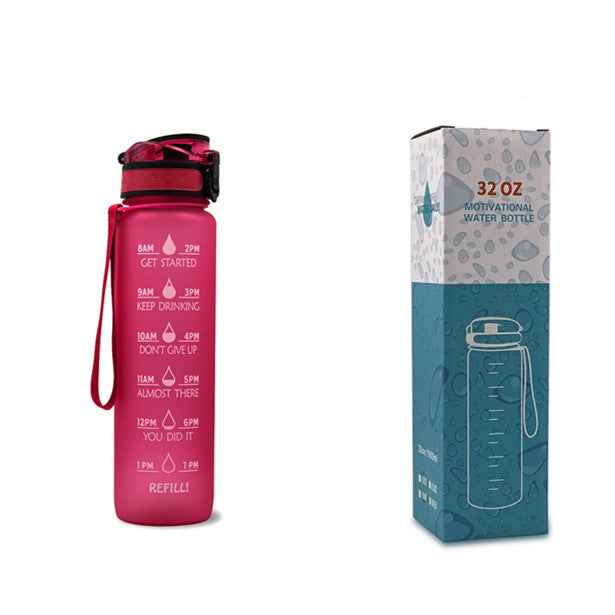 1L Motivational Tritan Water Bottle With Time Markers & Leakproof Design For Fitness & Sports