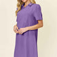 Double Take Full Size Texture Collared Neck Short Sleeve Dress