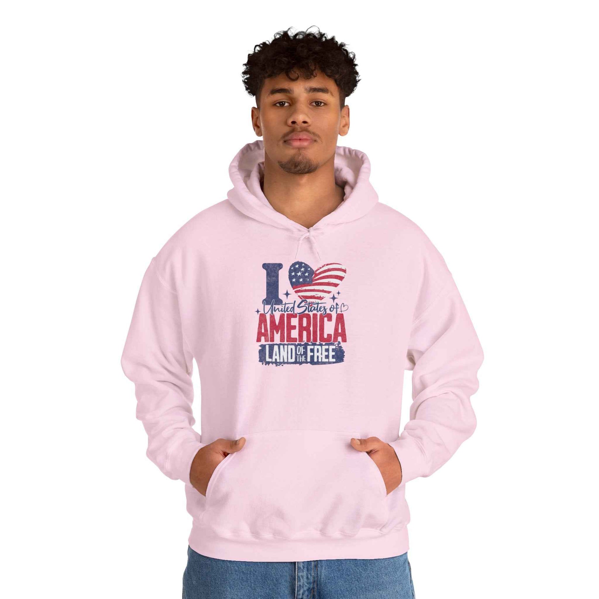 America Land of the Free Hoodie — I Love America Patriotic Flag Sweatshirt