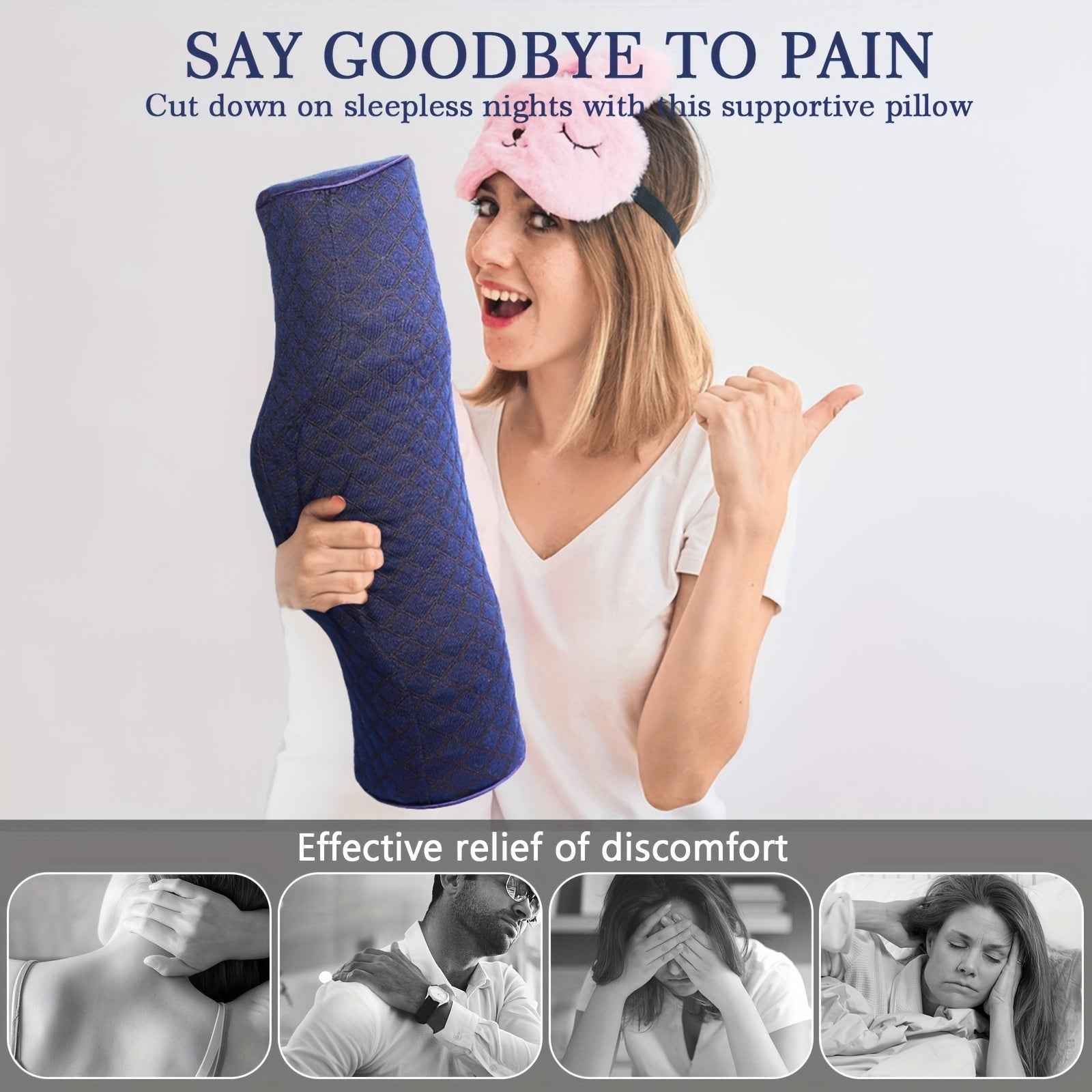 Neck Support Pillow Medium Soft Blue Washable Sleep Relief