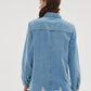 Zimonto - Womens Oversized Faux Denim Jacket with Frayed Hem