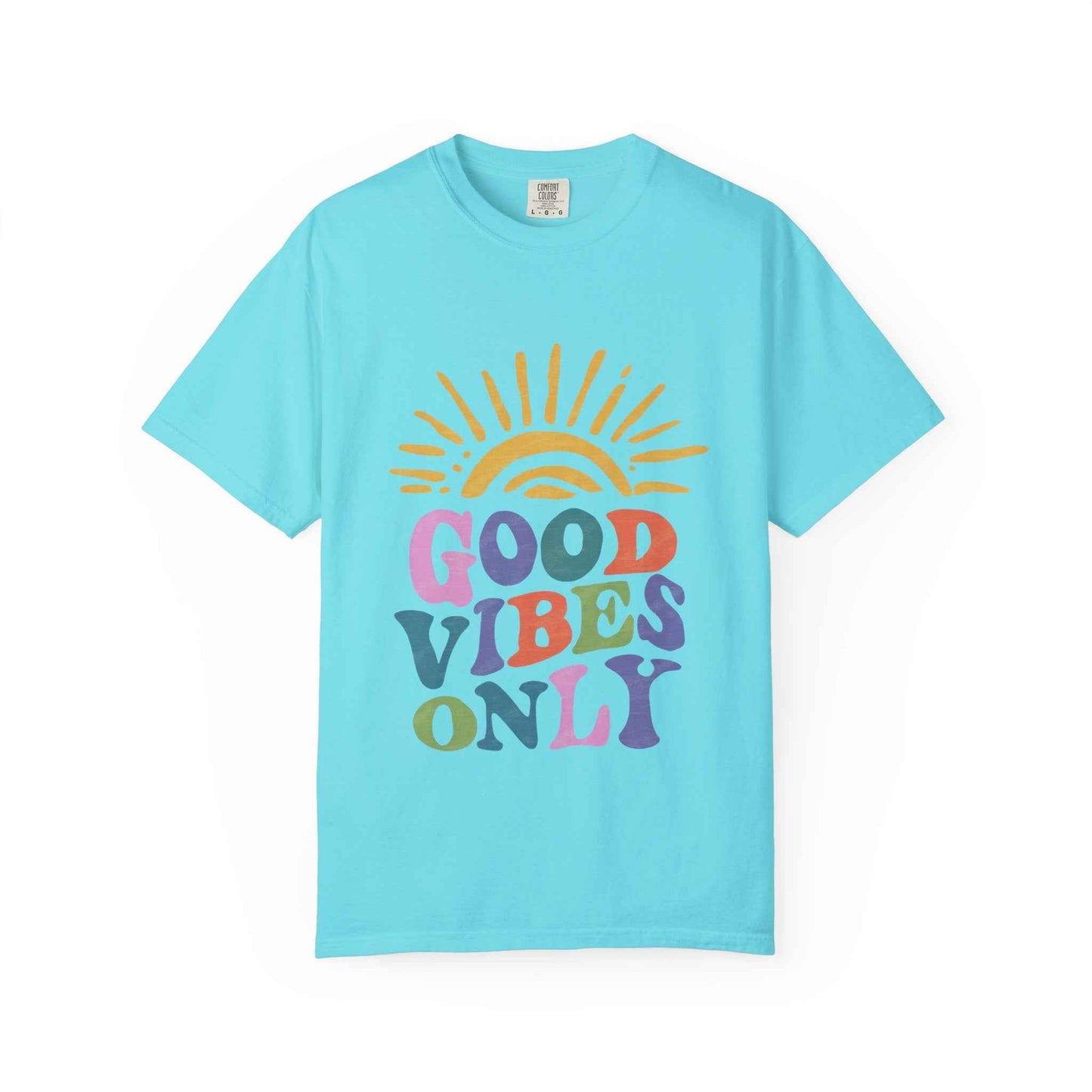 Good Vibes Only T-Shirt - Retro Rainbow Sun Graphic Tee