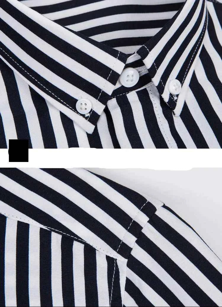 Men's Striped  Casual Long Sleeve Business Formal Plaid Shirt