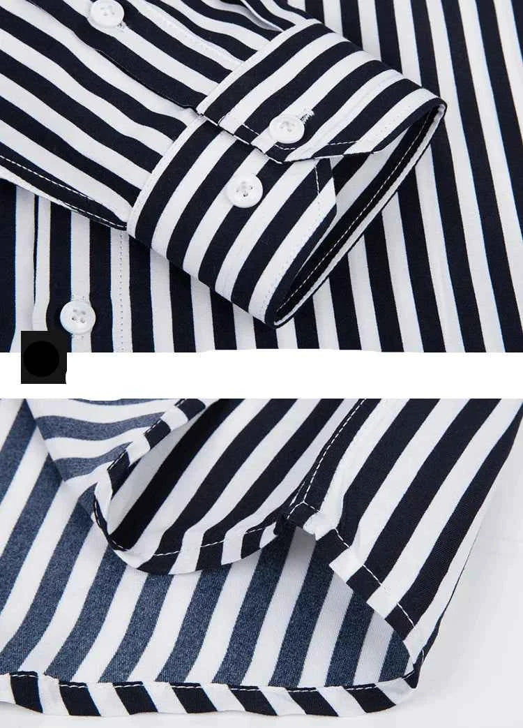 Men's Striped  Casual Long Sleeve Business Formal Plaid Shirt
