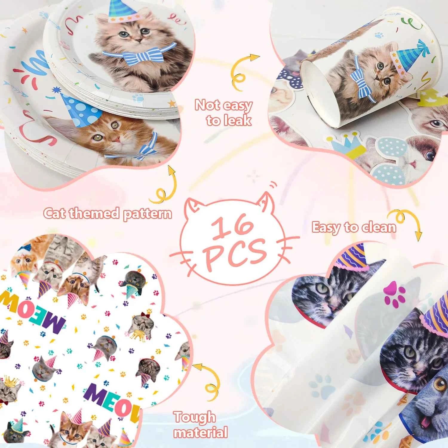 Purrfect Birthday Bash Cat Party Supplies Set