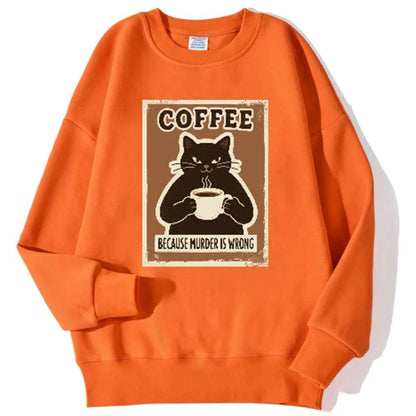 Because Murder Is Wrong Black Cat Sweatshirt for Women