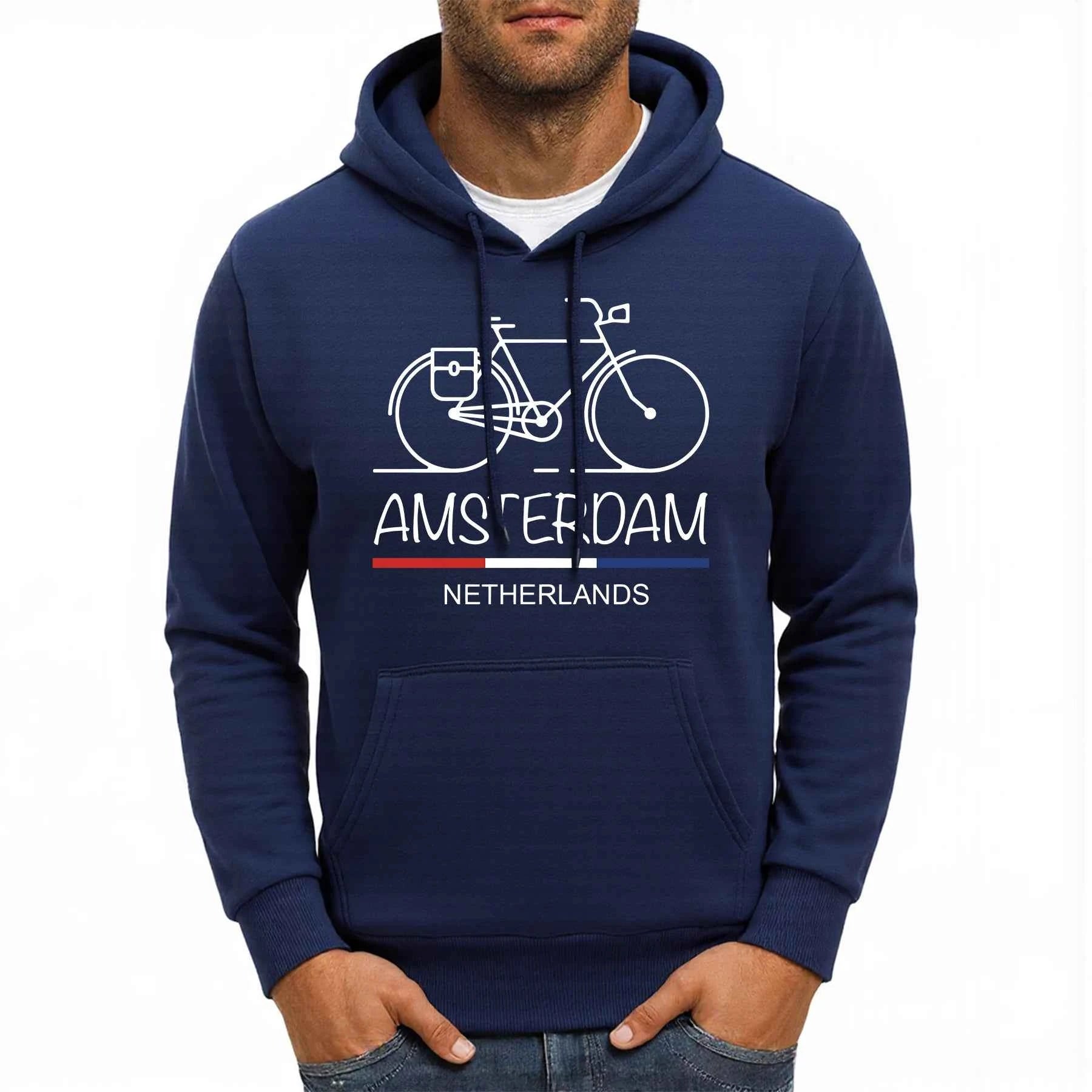 Amsterdam Bike Fleece Hoodie Comfy Multicolor Streetwear