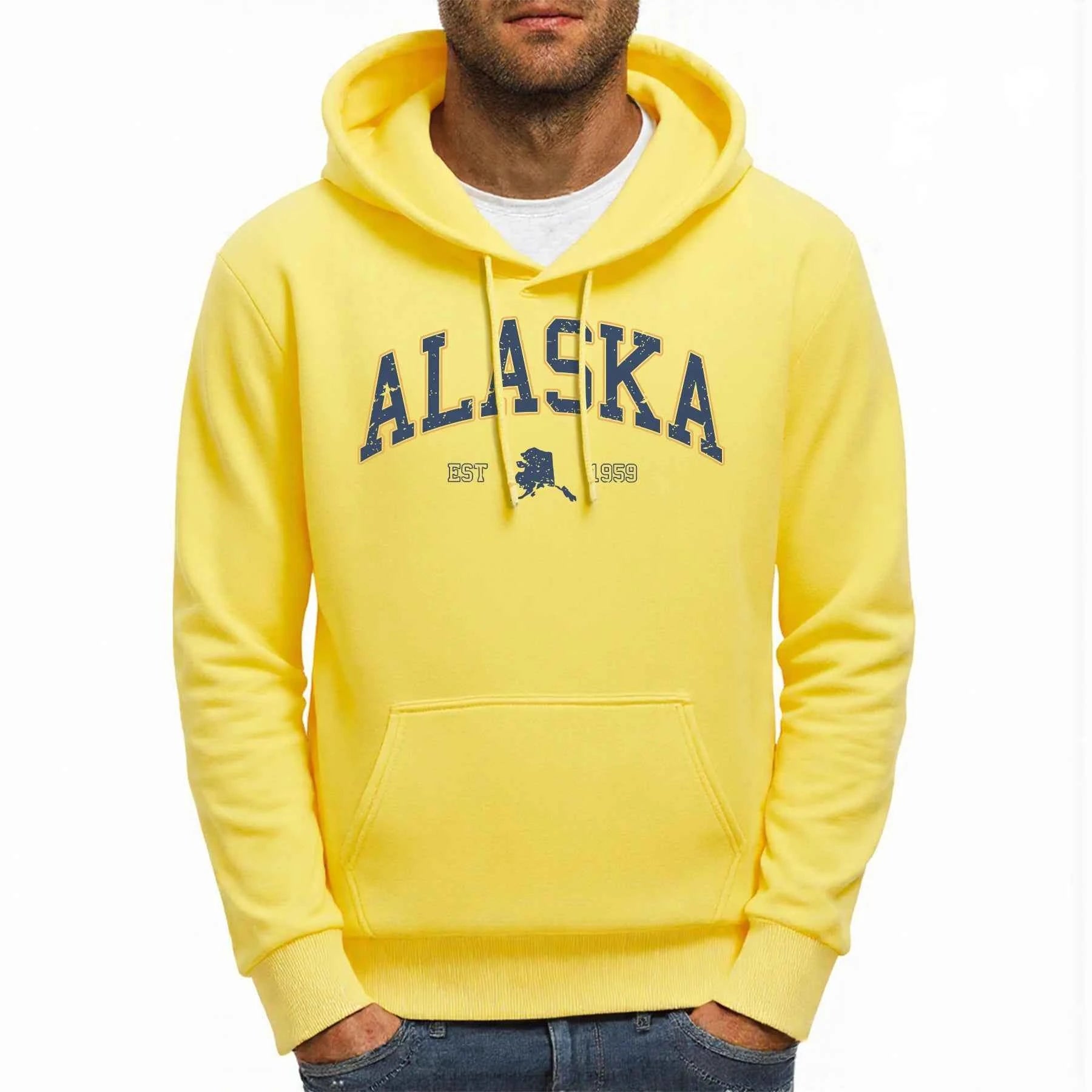 Alaska America Letter Print Oversized Fleece Hoody
