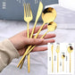 24pc Black Gold Stainless Steel Cutlery Set