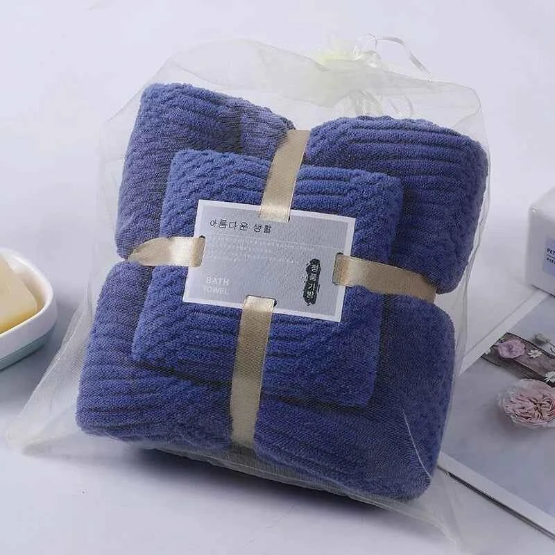 Coral Velvet Towel Set Soft Absorbent Luxurious Home Spa