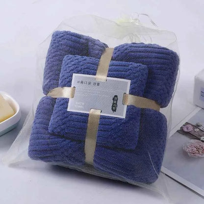 Coral Velvet Towel Set Soft Absorbent Luxurious Home Spa