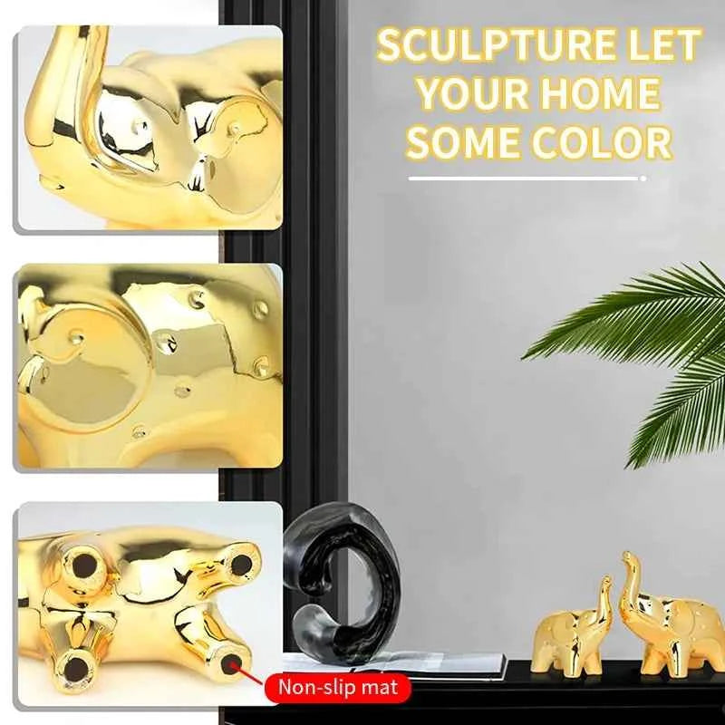 Lucky Elephant Pair Ceramic Home Decor Gift