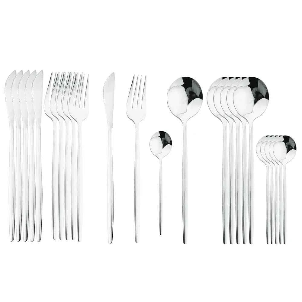24pc Black Gold Stainless Steel Cutlery Set