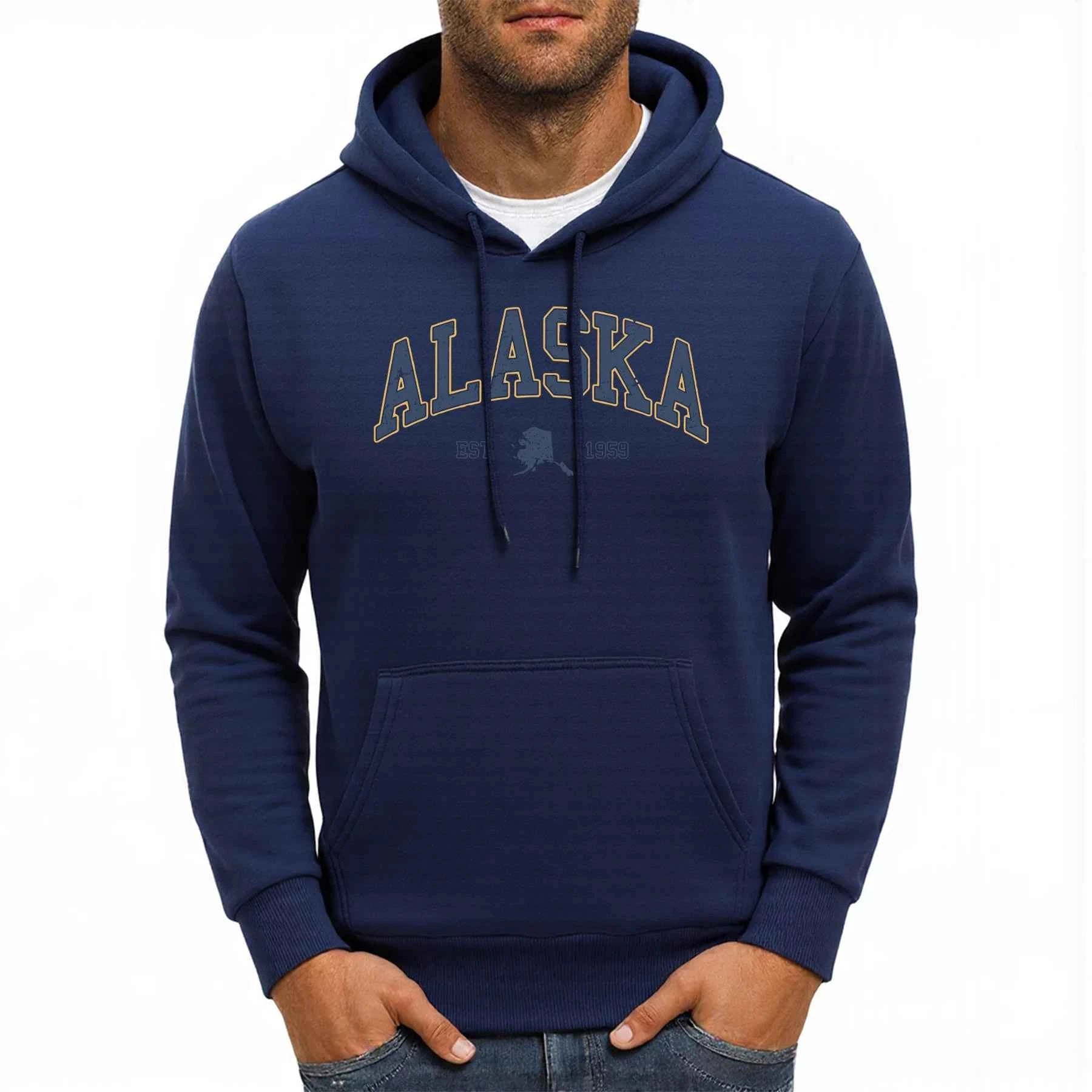 Alaska America Letter Print Oversized Fleece Hoody