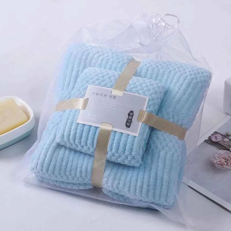 Coral Velvet Towel Set Soft Absorbent Luxurious Home Spa