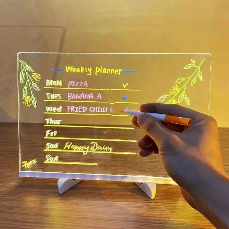 Personalized LED Acrylic Message Board Erasable USB Children‘s Drawing Board Bedroom Night Light Birthday Kids Gift