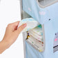 Sunveno Crib Organizer Baby Essentials Within Reach with neatly folded diapers and a hand reaching for a cloth, showcasing convenient storage for baby items.