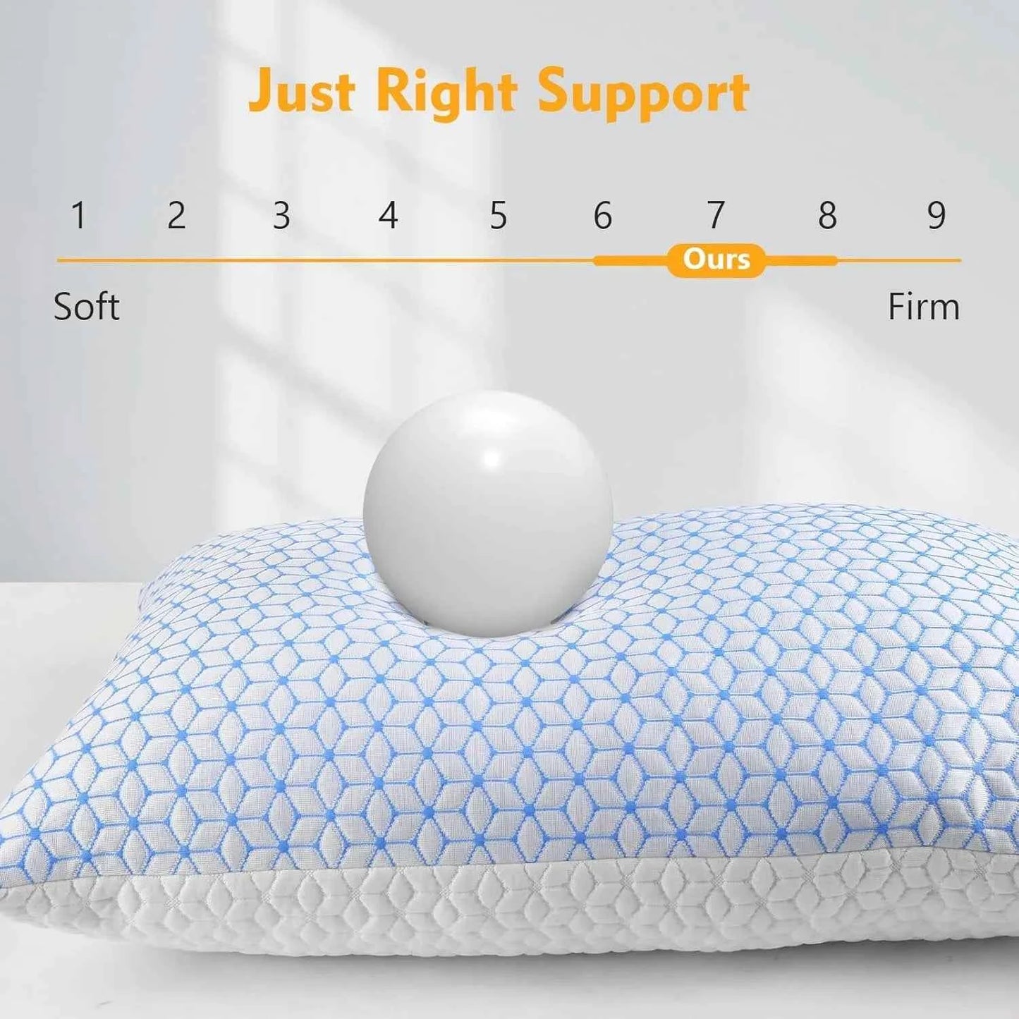 Shredded Memory Foam Pillows King Size Set of 2, Cooling Pillow Firm and Soft Adjustable for Side Back Stomach Sleepers