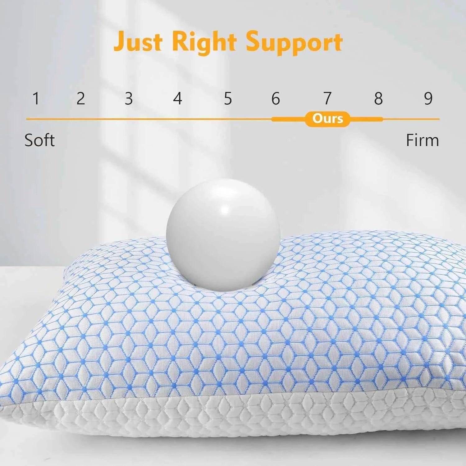 Shredded Memory Foam Pillows King Size Set of 2, Cooling Pillow Firm and Soft Adjustable for Side Back Stomach Sleepers