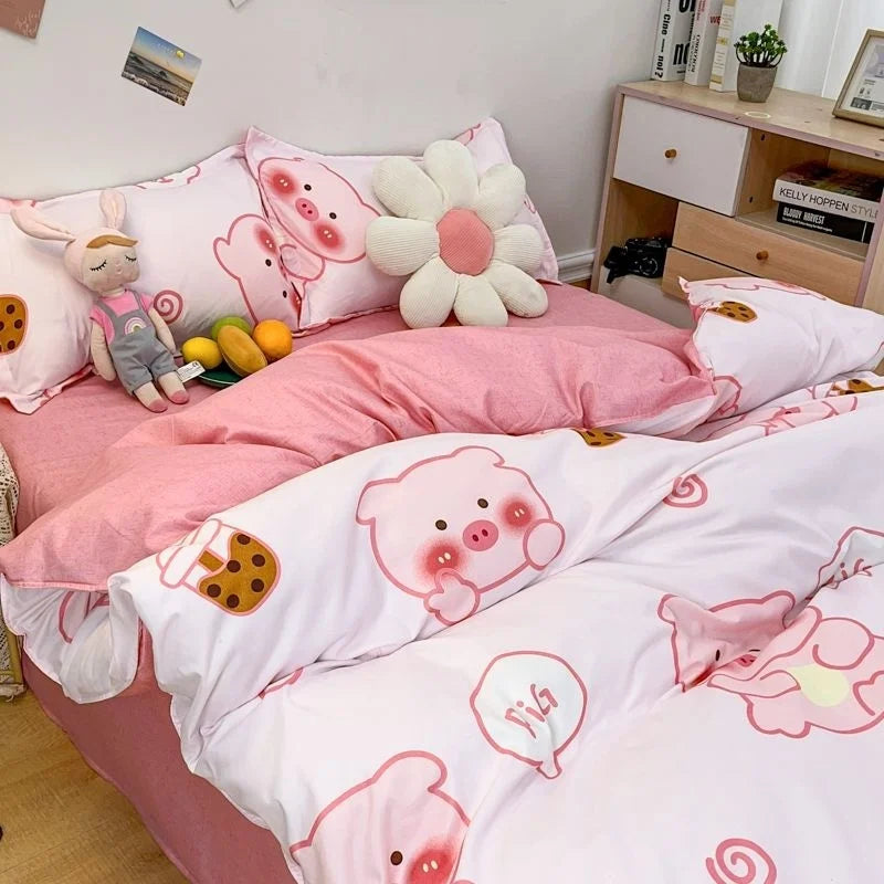 Cheerful bedding featuring adorable prints, with Zimonto's INS Pink Bedding adding a delightful touch to the bedroom.