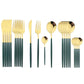 24pc Black Gold Stainless Steel Cutlery Set
