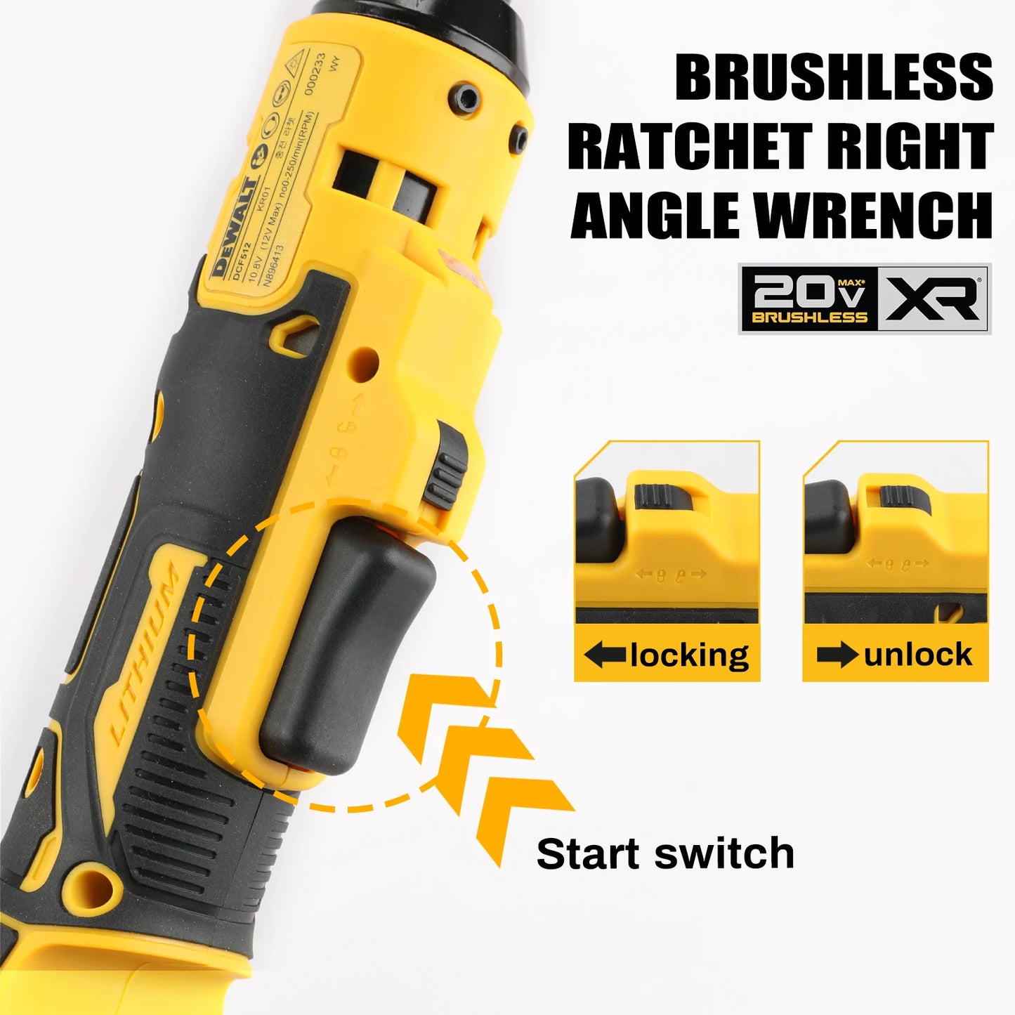Zimonto - Dewalt DCF512 20V 1/2 Inch Brushless Ratchet Right Angle Wrench Cordless Driver Variable Speed Power Wrench No battery pack ﻿