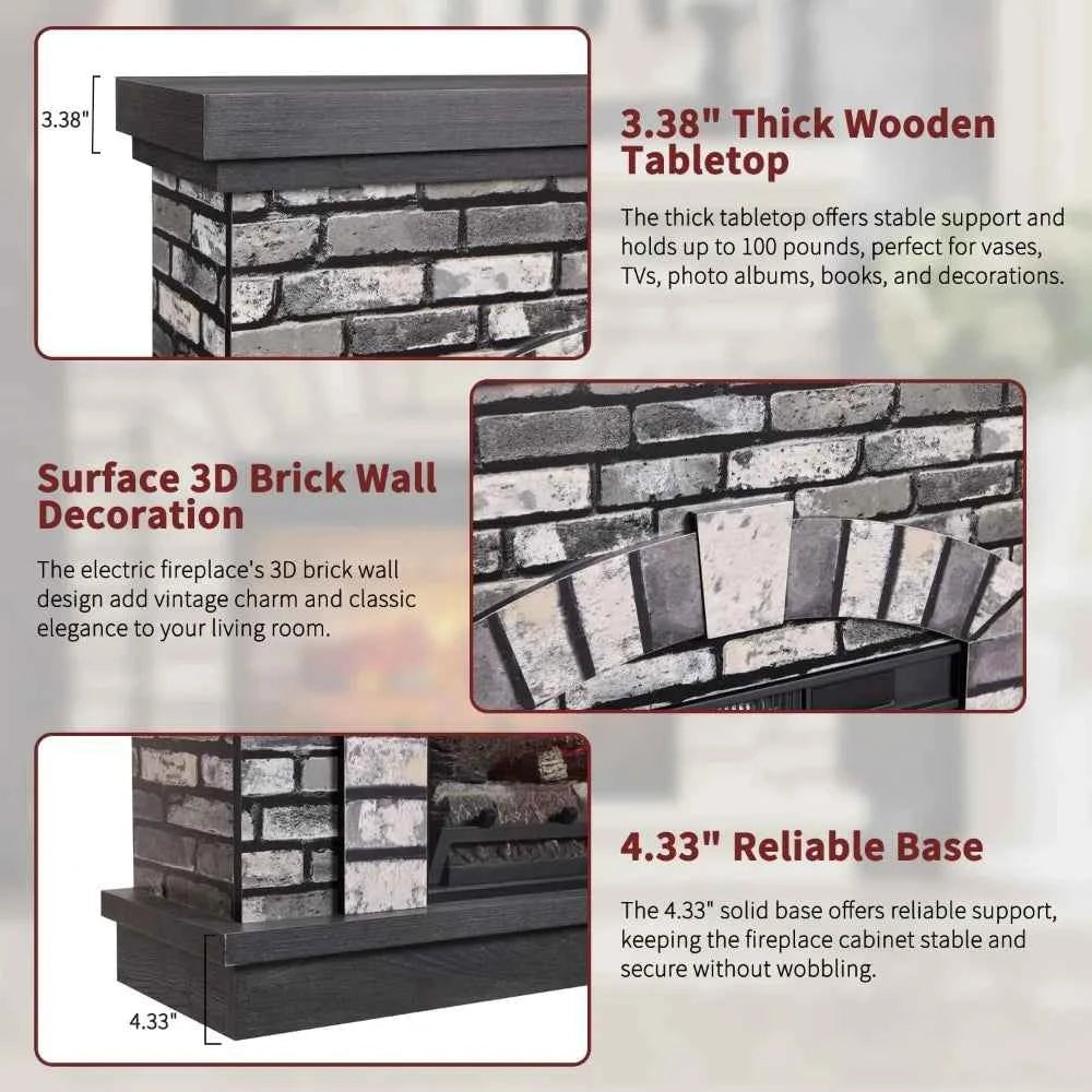 Farmhouse Electric Fireplace TV Stand  Remote