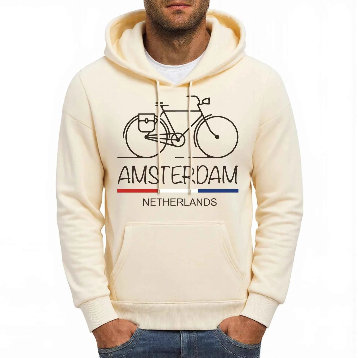 Amsterdam Bike Fleece Hoodie Comfy Multicolor Streetwear