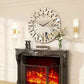 Mirrored Sunburst Clock Modern Roman Numeral Wall Decor