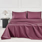 JELLYMONI Soft Cool Cotton Sateen Sheets in a rich burgundy hue, displayed on a stylish bed, emphasizing comfort and breathability.