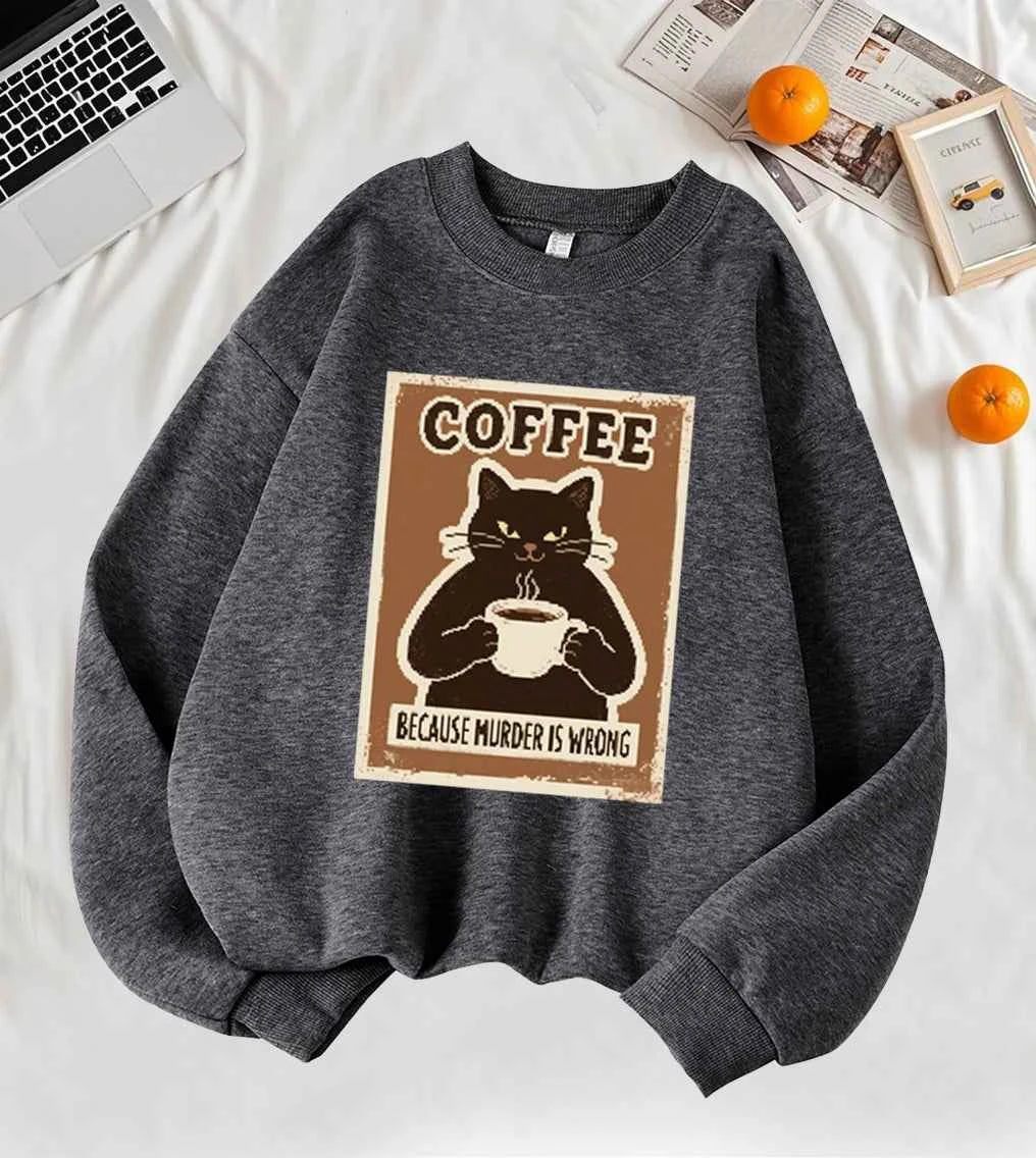 Because Murder Is Wrong Black Cat Sweatshirt for Women