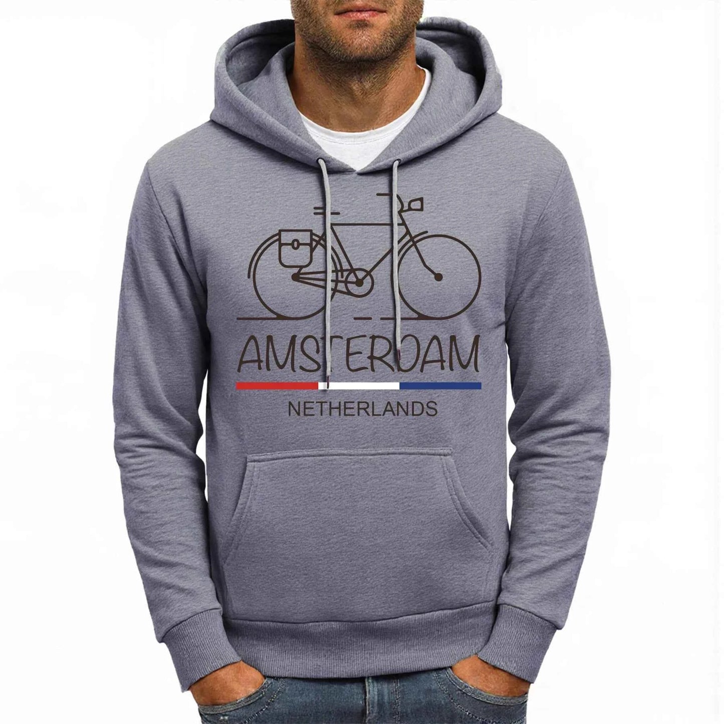 Amsterdam Bike Fleece Hoodie Comfy Multicolor Streetwear