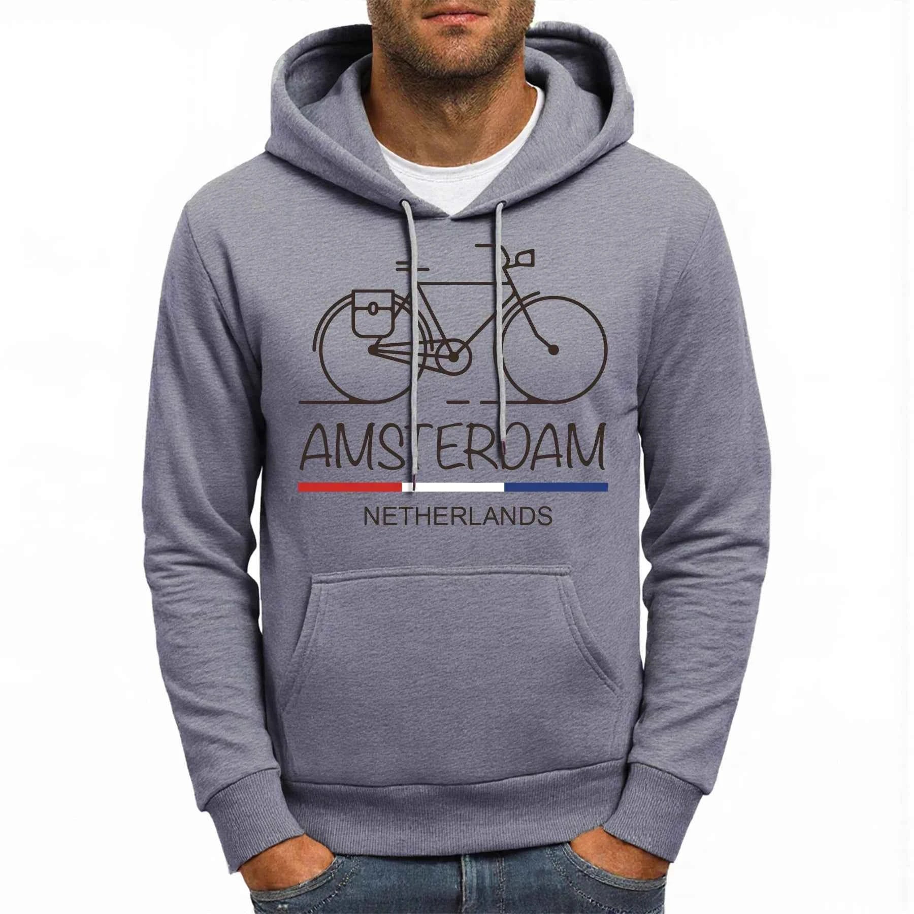 Amsterdam Bike Fleece Hoodie Comfy Multicolor Streetwear